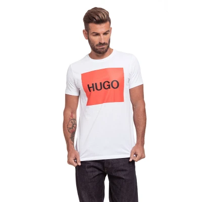 Afbeelding van HUGO BOSS heren T shirt met logoprint in de kleur Wit, maat: S