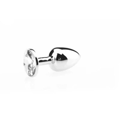 Afbeelding van Zilveren Buttplug met Transparante Siersteen L