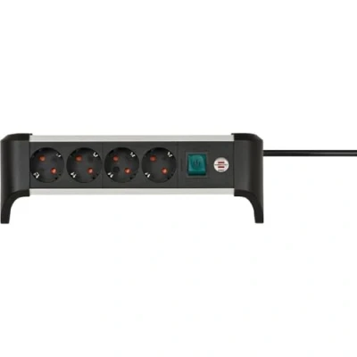 Afbeelding van Brennenstuhl 1391040400 Alu office Line Stekkerdoos 4 sockets Zwart/Zilver Schakelaar 1,8 meter