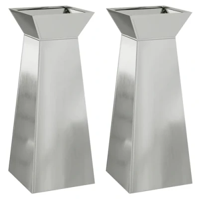 Afbeelding van vidaXL Tuinpilaren 2 stuks met schaal 40x40x100 cm van gegalvaniseerd staal