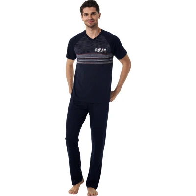 Afbeelding van Feyza Heren Pyjama Set, Korte Mouwen, Donkerblauw L