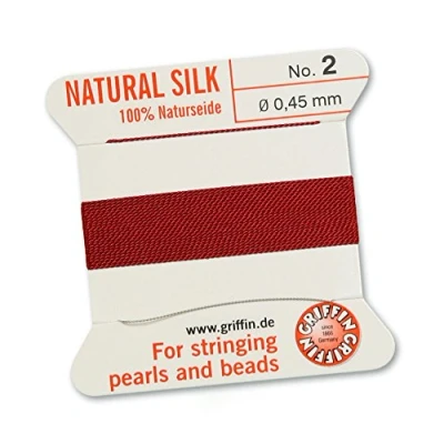 Afbeelding van GRIFFIN 100% Natuurlijke Zijde Kralen Koord String Thread Granaat Rood 2 meter met één naald Maat 0.45mm