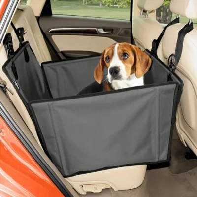 Afbeelding van Extra stabiele hondenautoschoenen verstevigde autoschoenen voor kleine en middelgrote honden met 4 bevestigingsriemen hoge waterdichte op de achterbank in auto (M maat, grijs)
