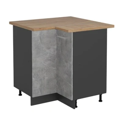 Afbeelding van Vicco Hoekkast R Line, Beton/Antraciet, 75.6 cm , WB Eik