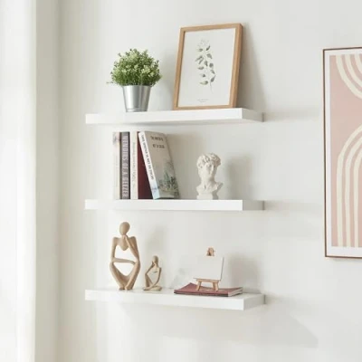 Afbeelding van Wandplank Stranda set van 3 wit 60x20x3,5 cm [en.casa]