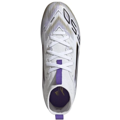 Afbeelding van adidas Performance F50 League Voetbalschoenen met kunststof noppen white/core black/goldcoloured voor kinderen, Maat: 38 2/3 Kunststof/ textiel