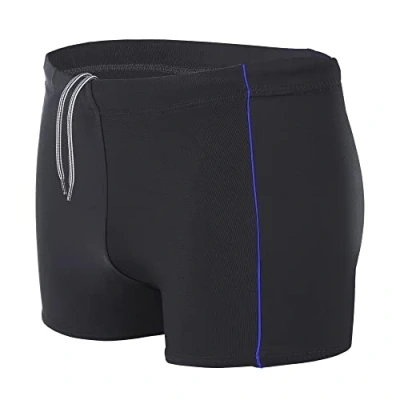 Afbeelding van Aquarti Heren Zwembroek Kort met Contrasterende Biezen, Zwart/Blauw, XXL