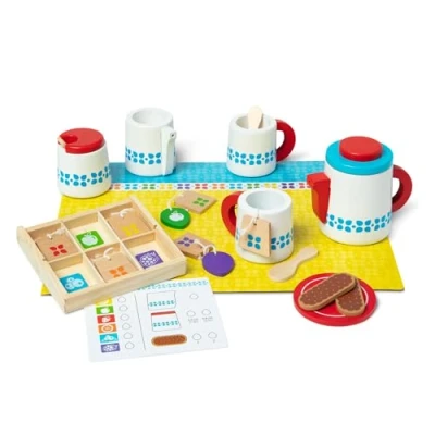 Afbeelding van Melissa &amp; Doug 20 delige houten theeset Speeleten en keukenaccessoires