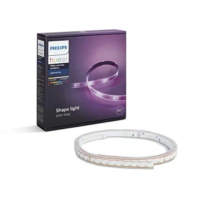 Afbeelding van Philips Hue lightstrip Plus Basis Set 2 Meter Verlengbaar Duurzame LED Verlichting Wit en Gekleurd Licht Dimbaar Verbind met Bridge Werkt Alexa Google Home