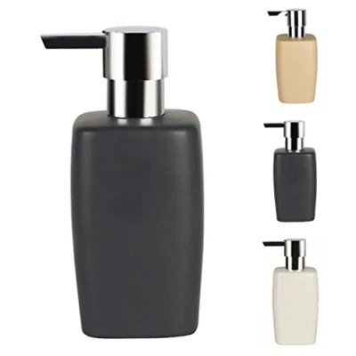 Afbeelding van Spirella Retro Zeepdispenser met roestvrij stalen pomp, vloeibare zeepdispenser, porselein, 300 ml, duurzaam en robuust, zwart