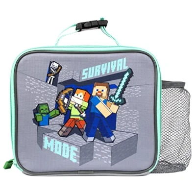 Afbeelding van Minecraft Lunch Bag voor kinderen Video Game Steve &amp; Alex Box Mesh Pocket Clip Carry Handle Gifts Officiële Merchandise