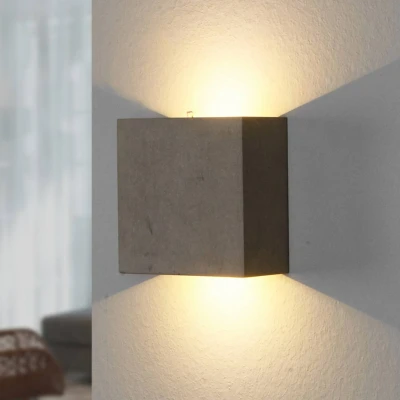 Afbeelding van Lindby LED wandlamp 2 lichts beton, metaal H: 12.5 cm grijs Inclusief lichtbronnen