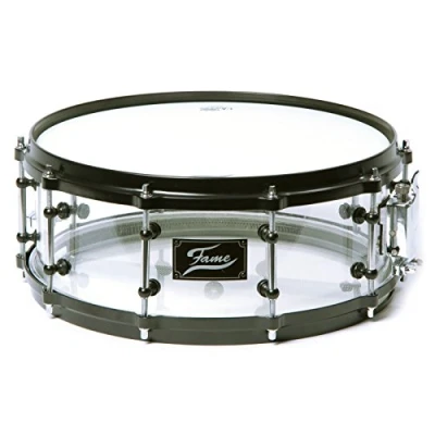 Afbeelding van Fame Acryl Snare 14&quot;x5,5&quot;, # Clear, zwart HW drum