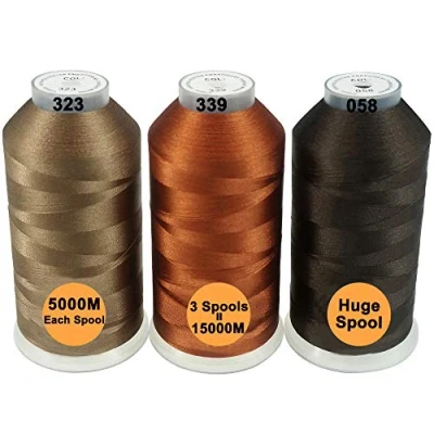 Afbeelding van New brothread Set van 3 Verschillende Bruin Kleuren Polyester Machine Borduurgaren Enorme Spoel 5000M voor Alle Borduurmachines