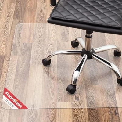 Afbeelding van Floordirekt PRO vloerbeschermingsmat voor harde vloeren huis of kantoor Polycarbonaat TÜV gecertificeerd 100 x 114 cm transparant