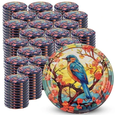 Afbeelding van KADAX Schroefdeksel met diameter van 82 mm, metalen twist off deksel, reservedeksel voor inmaakpotten en weckpotten, deksel 6 inkepingen (vogels, 200 stuks)