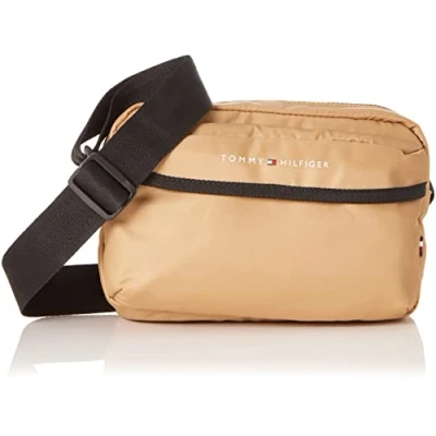 Afbeelding van Tommy Hilfiger schoudertas met logo Skyline beige