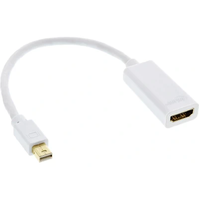 Afbeelding van InLine Mini DisplayPort HDMI Adapterkabel met Audio (Mini DP, 15 cm), Data + Video Adapter, Wit