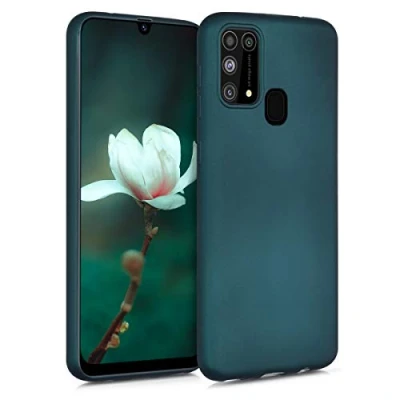 Afbeelding van kwmobile telefoonhoesje compatibel met Samsung Galaxy M31 hoesje Zachte case voor smartphone Back cover in metallic petrol