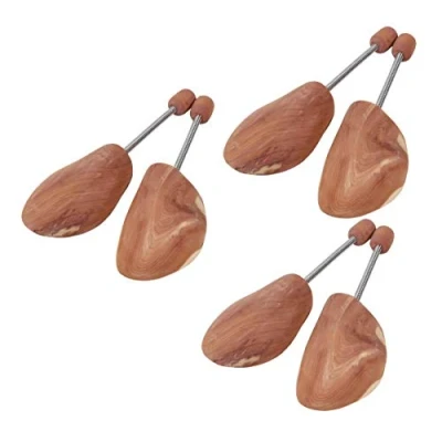 Afbeelding van DELFA 3 paar cederhouten schoenspanners met metalen spiraalveer, schoenspanner voor elke schoen, rood/bruin, 42 43
