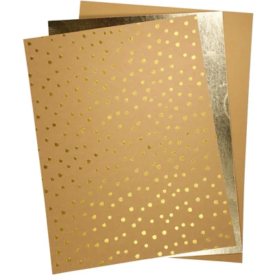 Afbeelding van Creotime leerpapier bruin/ goud 3 stuks
