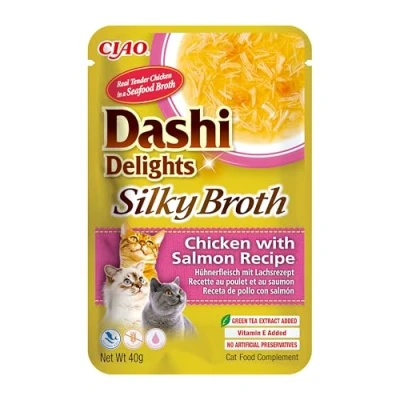 Afbeelding van Ciao Dashi Delights Silky Broth Kattenvoer Nat Chicken&amp;Salmon 40 gr
