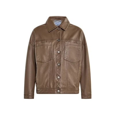 Afbeelding van Dreimaster Leren jas, Dames, Maat: 42, Taupe