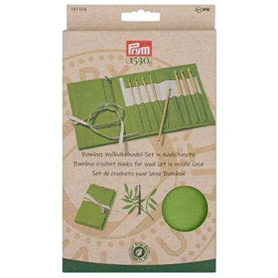Afbeelding van Prym 197610 wol haaknaald BAMBOUS set groen 3,5 8 mm