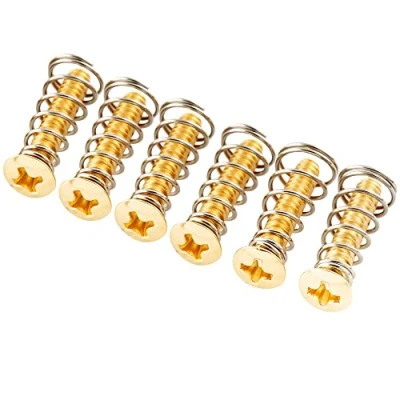 Afbeelding van Musiclily Ultra UNC#6 32X3/4 Inch Roestvrij Staal Single Coil Element Pickup Schroeven en Veren voor USA/Mexico Fender Strat stijl Elektrische Gitaar, Goud (Set van 6)