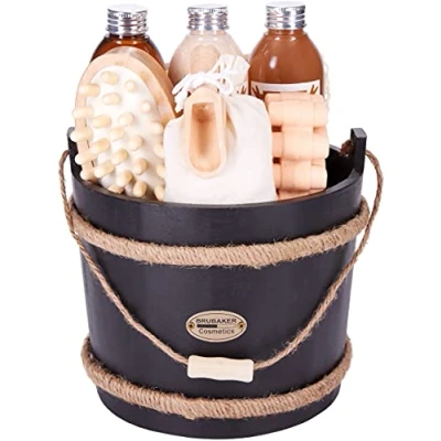 Afbeelding van BRUBAKER Cosmetics Wellnessbad set Kokosnoot 9 delige Cadeauset met Verzorgings en Massagebenodigdheden in een Decoratief Bad