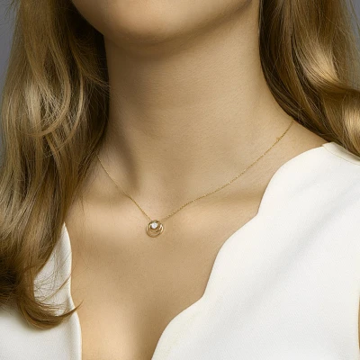 Afbeelding van Geelgouden Hanger rond diamant 0.03ct H SI 4022753