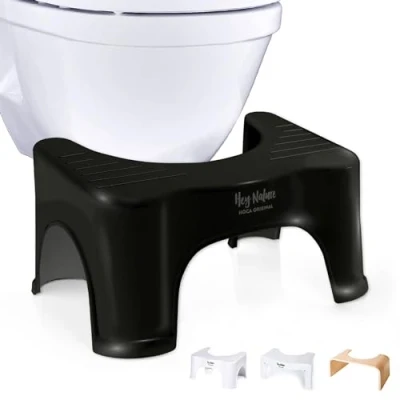 Afbeelding van Hey Nature® HOCA medische Toilet kruk zwart, toiletkruk Snelle hulp tegen aambeien, een opgeblazen gevoel, constipatie, winderigheid. ontlasting werkt als natuurlijk laxeermiddel