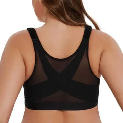 Afbeelding van MELENECA Vrouwen Volledige Dekking Front Bevestiging Draadloze Comfort Niet Gewatteerde Houding BH Zwart 95C
