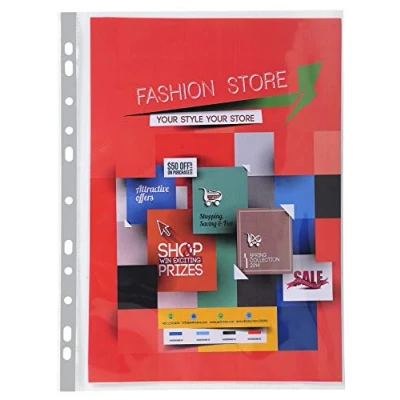 Afbeelding van Exacompta Ref. 56634E 5 zakjes met 10 premium geperforeerde hoezen PP glad 14/100e universele perforatie 11 gaten A4 formaat Afmetingen: 24x30,5cm Kleurloos