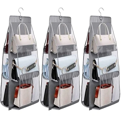 Afbeelding van Saijer Opknoping Handtas Organizer, 3 STKS Opslag Organizer Garderobe Zakken Plank Tas Opbergtas Purse Niet geweven Closet 6