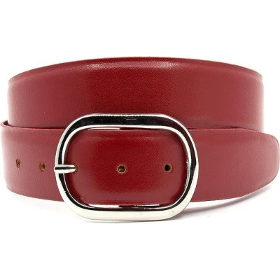 Afbeelding van JV Belts dames riem Rood 4 cm breed Echt Leer Taille: 85cm Totale lengte riem: 100cm