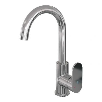 Afbeelding van Brauer Chrome Edition Wastafelmengkraan opbouw hoog draaibaar ronde uitloop model C chroom Tijdloze uitstraling