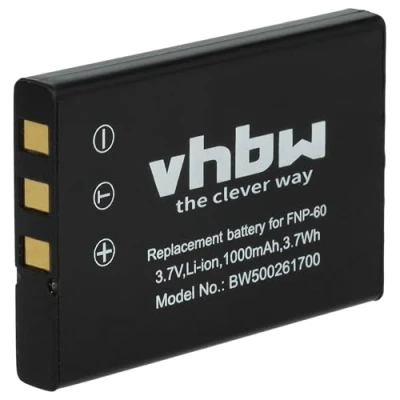 Afbeelding van vhbw Accu compatibel met Nytech ND 6360 camera Digicam DSLR (1000mAh, 3,6V, Li Ion)