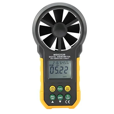 Afbeelding van Digitale anemometer, PM6252B, handheld windsnelheid, lcd achtergrondverlichting, luchtvolume, meetinstrument, windsnelheidsmeter, vochtigheidstemperatuurmeter