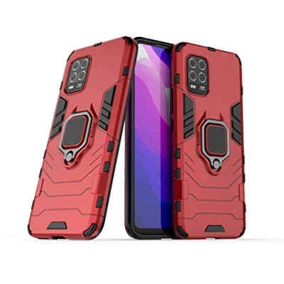 Afbeelding van Compatibel met Xiaomi Mi 10 Lite 5G Hoesje, 360 Graden Ring Standaard Schokbestendige Hoes (Rood)
