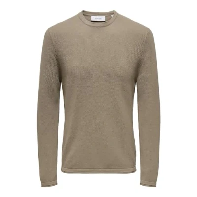 Afbeelding van Only &amp; Sons Onsfelix Reg 12 Crew Knit Noos 22029042 Bruin Heren The Stone