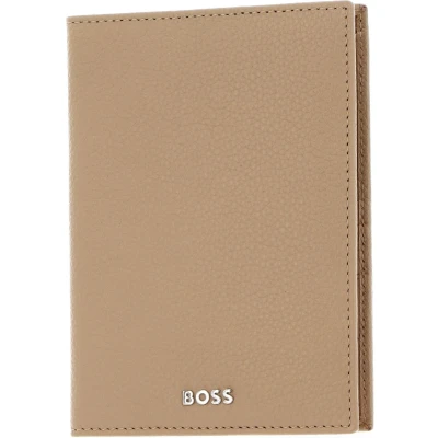 Afbeelding van HUGO BOSS Leren Identiteitskaarthoesje Classic Grained Passport Case Camel Lichtbruin