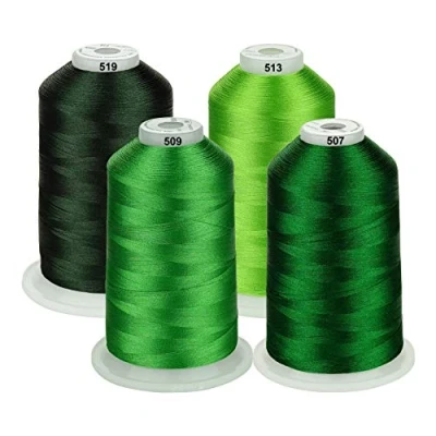 Afbeelding van Simthread Machinaal borduurgaren, 5000 m, spoelen, polyester, borduurgaren voor Babylock, Janome, Kenmore, Singer, W6 N borduurmachine (4 groen)