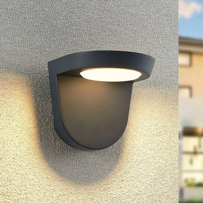 Afbeelding van Lindby Carmelo LED buitenwandlamp, donkergrijs