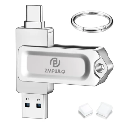 Afbeelding van USB stick voor iPhone 15 flashdrive, 128 GB, geheugenstick, externe fotostick, 3.0 &amp; Type C, dual fotostick serie/iPad/Android/PC/Mac (zilver, GB)