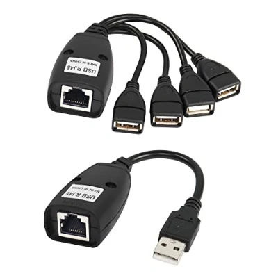 Afbeelding van RIIEYOCA USB extender met 4 poorts hub, over Cat5e/Cat6 kabelverbinding tot 50m/165ft RJ45 LAN verlenging, plug and play, geen stuurprogramma, toepassing voor muis, toetsenbord, printer, camera