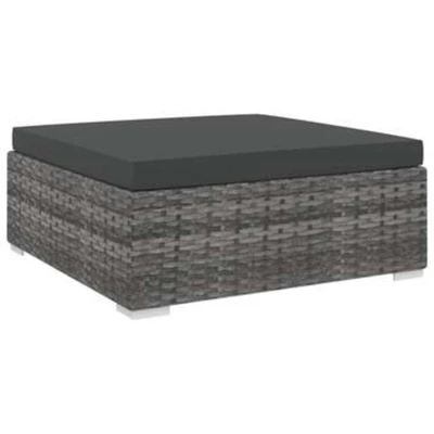Afbeelding van VIDAXL Voetensteun 1 st met kussen poly rattan grijs