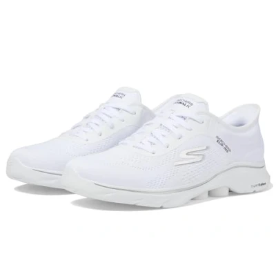 Afbeelding van Skechers Performance GO WALK 7 Slipin Sportieve wandelschoenen, Dames, Maat: 42, White textile black trim Textiel/ synthetisch