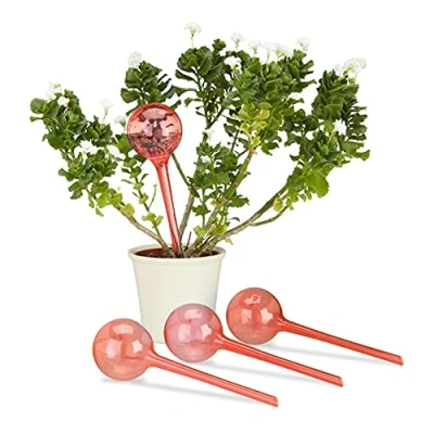 Afbeelding van Relaxdays waterdruppelaar set van 4 stuks watergeefsysteem plantbewateringssysteem rood