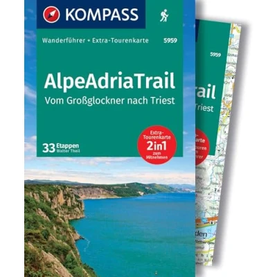Afbeelding van KOMPASS Wanderführer AlpeAdriaTrail, Vom Großglockner nach Triest, 33 Etappen mit Extra Tourenkarte: GPS Daten zum Download: 5959